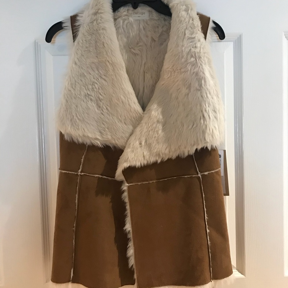 Tan Suede Faux Fur Vest